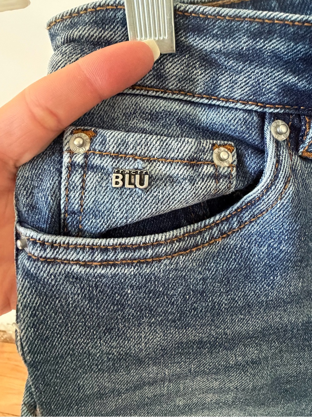 Distressed Button-Fly Blue Jeans - Picture 5 of 5